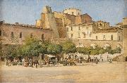 Edvard Petersen Torvet i Sulmona oil painting by Edvard Petersen oil painting artist